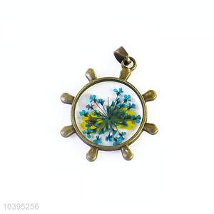 Fashion Zinc Alloy Real Flower Pendant With Chain