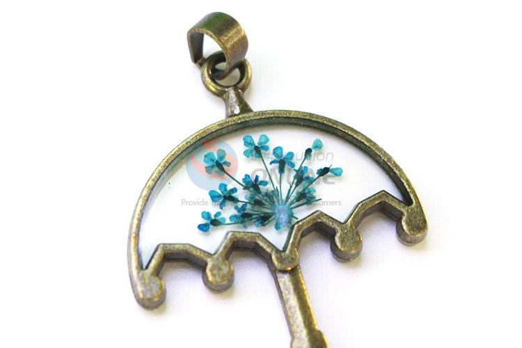 Fashion Real Flower Pendant With Chain Bronze Necklace