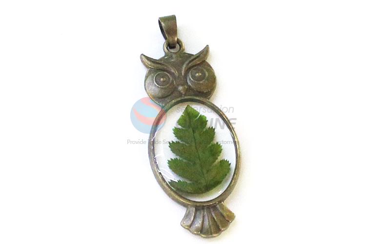 Popular Owl Shape Real Flower Pendant With Chain