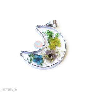 Best Quality Moon Shape Real Flower Pendant Delicate Pendant