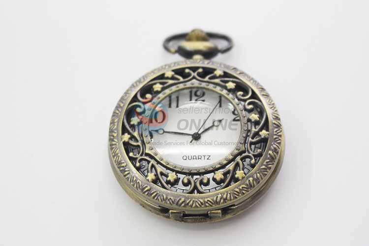 Flower Quartz Movement Skeleton Pocket Watch