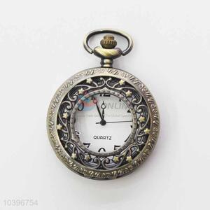 Flower Quartz Movement Skeleton Pocket Watch