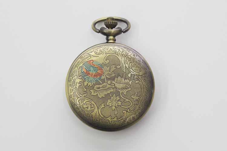 Round Hole Quartz Movement Skeleton Pocket Watch