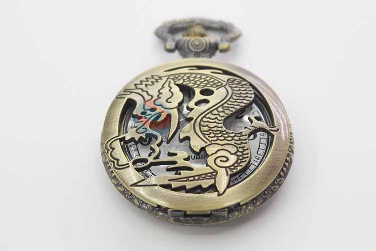 Dragon Quartz Movement Skeleton Pocket Watch