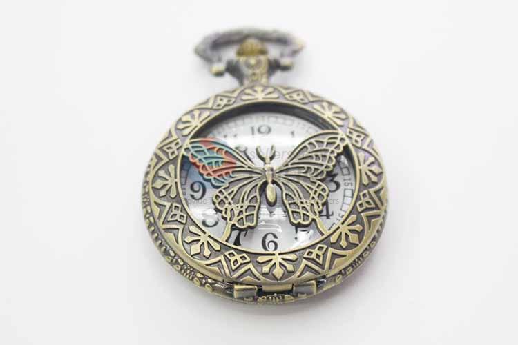 Butterfly Quartz Movement Skeleton Pocket Watch