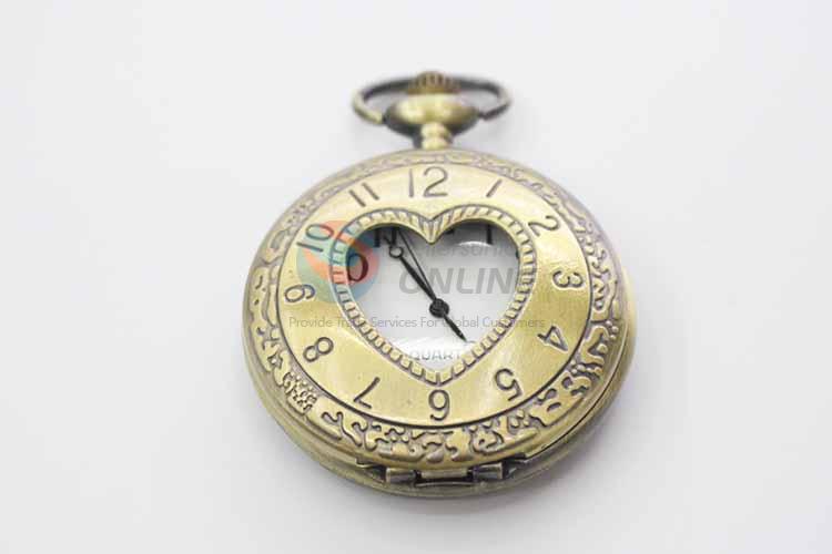 Heart Quartz Movement Skeleton Pocket Watch