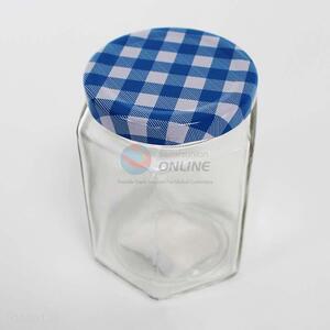 Cute blue/white lattice pattern bottle cap glass sealed jar