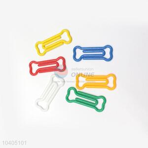 Cheap plastic colorful bone shape paper clip