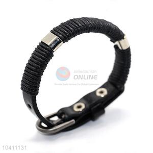 Latest Style Black Mens Leather Bracelet