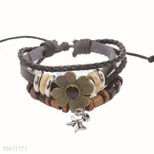 Custom Design Low Price Braided Leather Bracelet