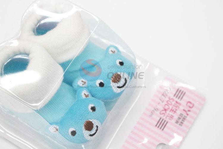 Blue 3D Bear Head Cotton Kids Baby Sock