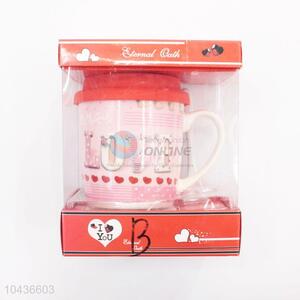 Lovely ceramic couple mug cup with lid