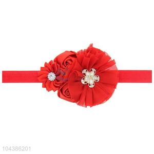 High Quality Red Chiffon Flower Handmade Hair Band