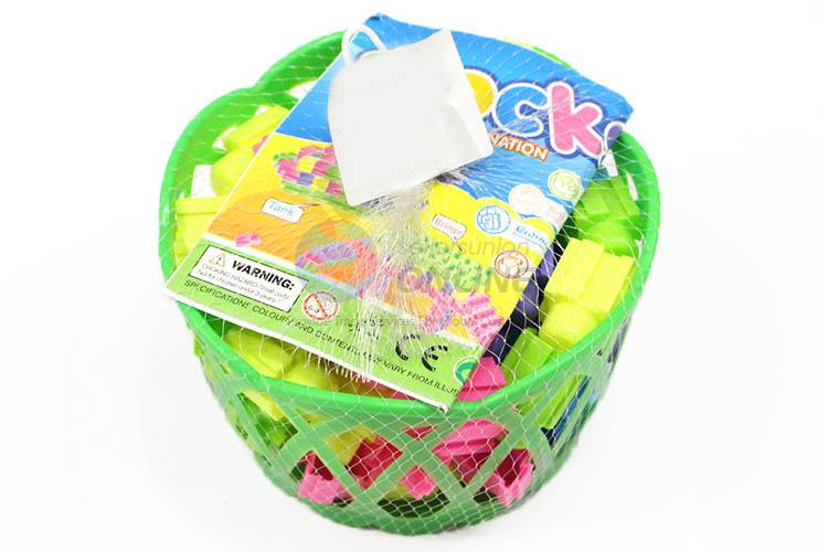 New Arrival 60 Pieces Educational Plastic Building Block With Green Basket