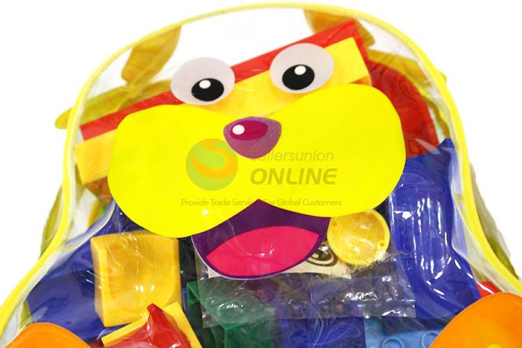 Cute Dog Shape Bag Packing 74 Pieces Educational Plastic Building Block