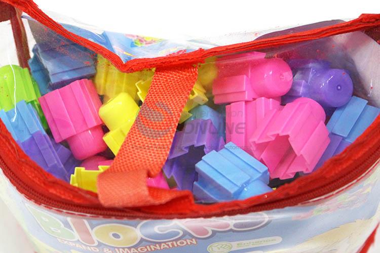 Custom 80 Pieces Colorful Building Blocks With Half-Round Hand Bag