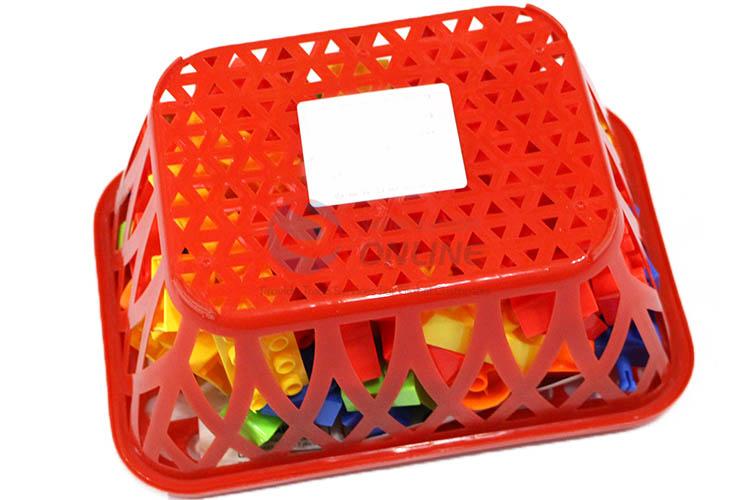 Unique Design 80 Pieces Colorful Plastic Building Blocks With Basket