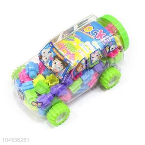 Delicate Design 90 Pieces Plastic Building Block With Car Shape Barrel