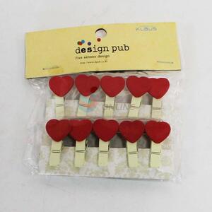 Cute Love Heart Wooden Clips