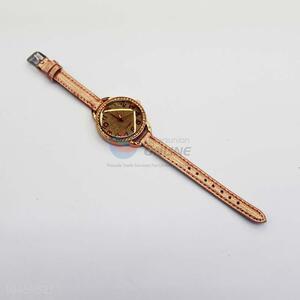 Slim women pu leather wristband watch