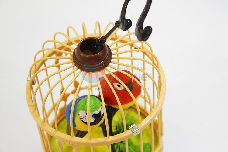 Promotional Gift Simulation Model Toys Sound Control Plastic Bird with Birdcage