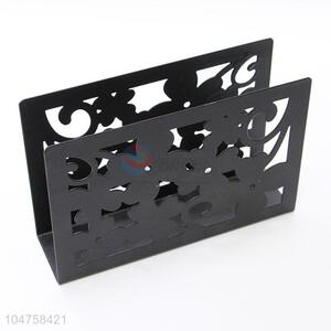 Exquisite Black Color Hollowed-out Flower Iron Napkin Holder