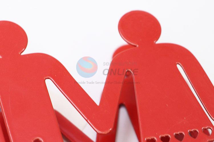 Pretty Cute Red Color Couple Shaped Napkin Rings Dining Table Decoration