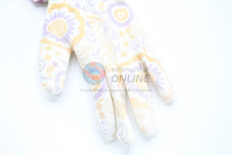 Creative Design Flower Pattern PU Working Gloves Protective Gloves Gardening Gloves Safety Gloves