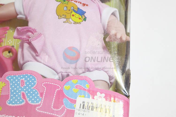 Premium quality baby doll with dishware toy