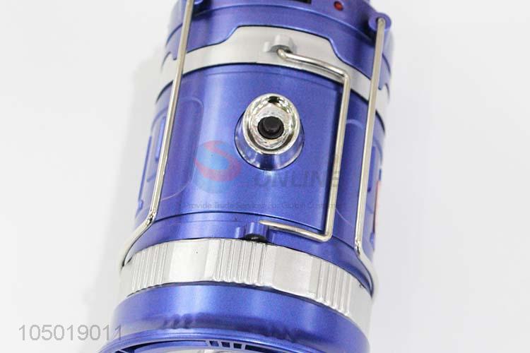 Hot Sales New Style Blue Color Camping Light with Solar Power Charge,USB Charge, Charging Line Charge