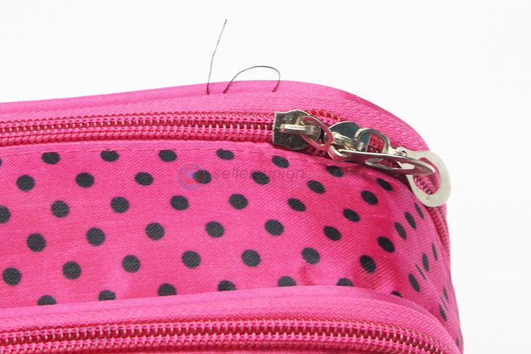 Portable Rose Red Low Price Dotted Cosmetic Bag for Sale