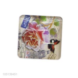 Promotional products square flower pattern glass crystal fridge magnet