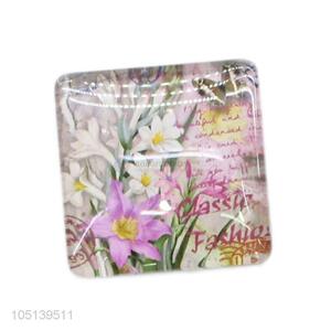 China branded home decor square flower pattern glass epoxy fridge magnet