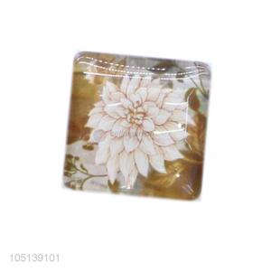 Factory directly sell decorative square flower pattern crystal fridge magnet