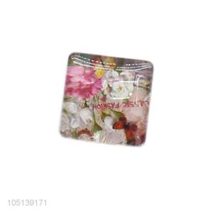 Good quality square flower pattern glass crystal fridge magnet