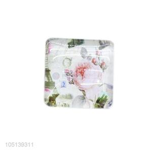 Wholesale custom home decor square flower pattern glass epoxy fridge magnet