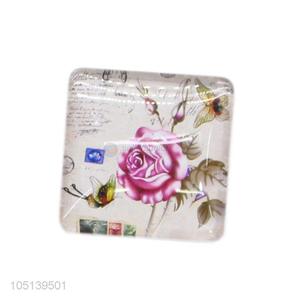 Wholesale low price decorative square flower pattern crystal fridge magnet