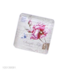 Wholesale premium quality square flower pattern glass crystal fridge magnet