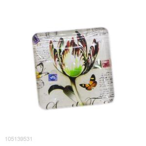 New products square flower pattern glass crystal fridge magnet