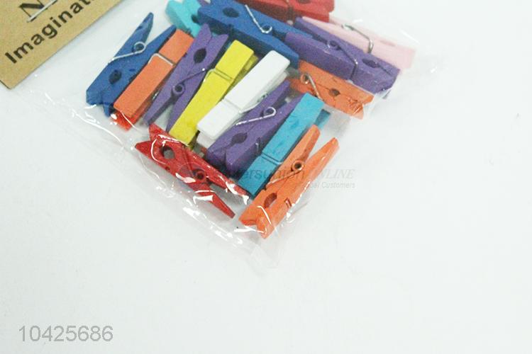 Wooden clips, 20pcs/bag,mix colors,3.3cm