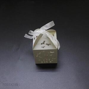 Direct factory laser cut paper candy box with ribbon