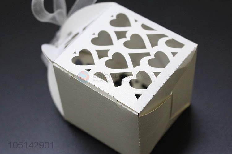 Most popular laser cut paper candy box with ribbon