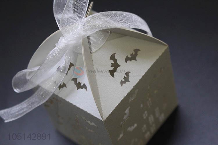 Direct factory laser cut paper candy box with ribbon