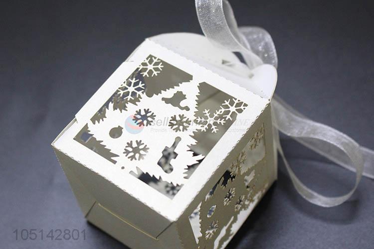 Factory directly sell laser cut paper candy box with ribbon