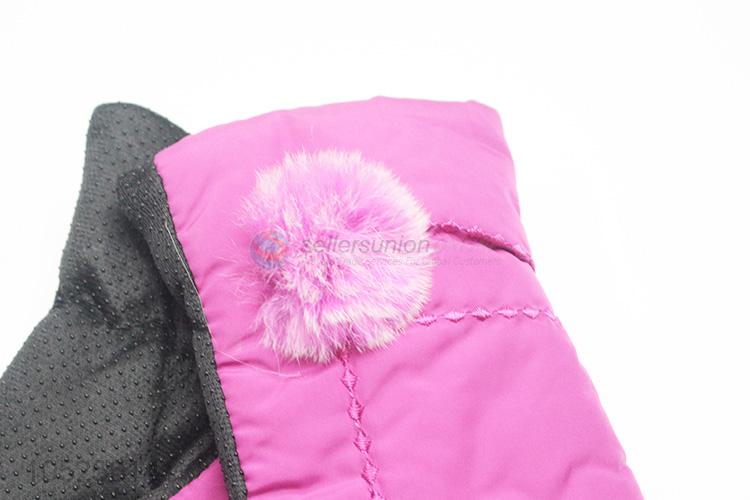 Premium quality fashion women winter warm gloves with hair bulb