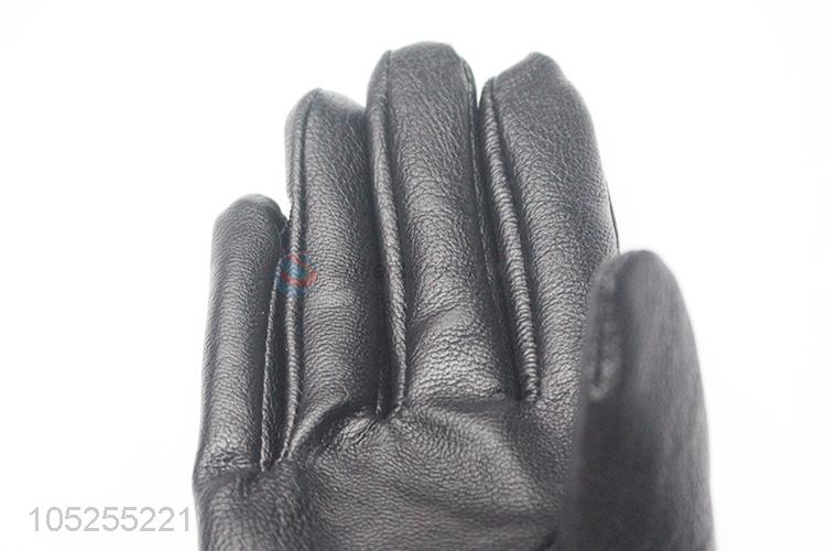 Good quality women winter warm pu gloves