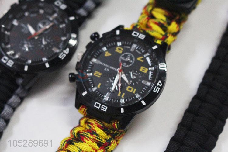 Wholesale multifunction ourdoor survival bracelet watch with compass