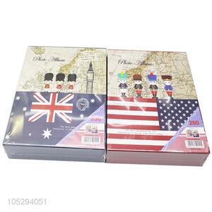 New Design Flag Pattern Hardcover Wedding Photo Album with Transparent Inside Pages