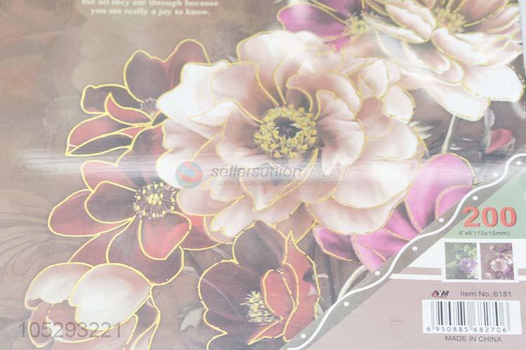 Factory Wholesale Flower Pattern Cover Wedding Photo Album with Transparent Inside Pages