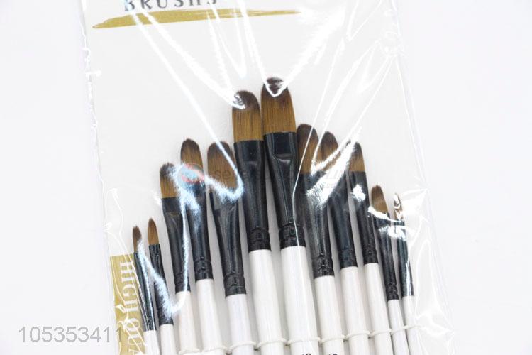 Chinese Factory 12pcs Watercolor Oil Painting Artists Brushes